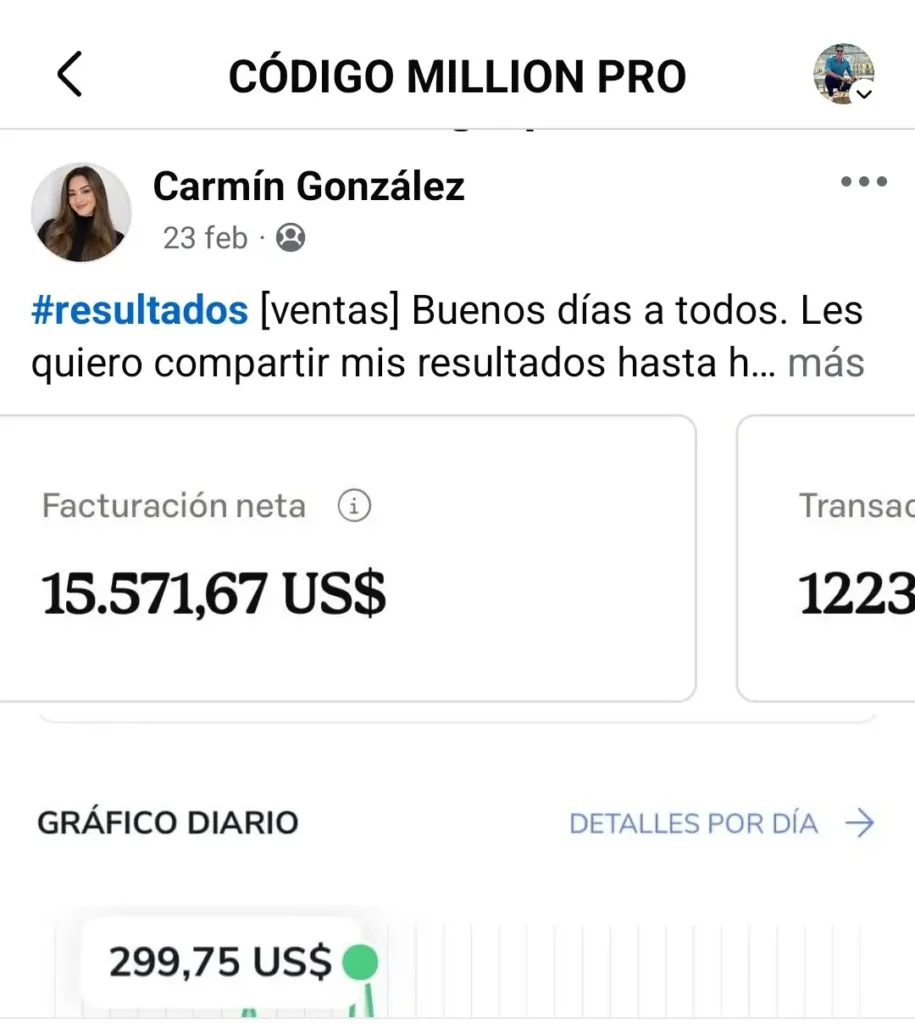 Testimonio de alumna Carmin Gonzalez del curso codigo million pro