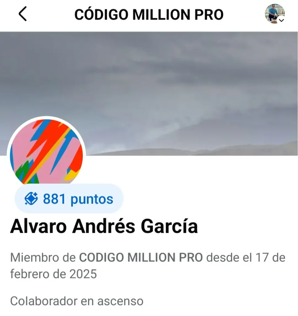 alvaro andrés garcía es miembo del grupo de facebook del curso codigo million pro