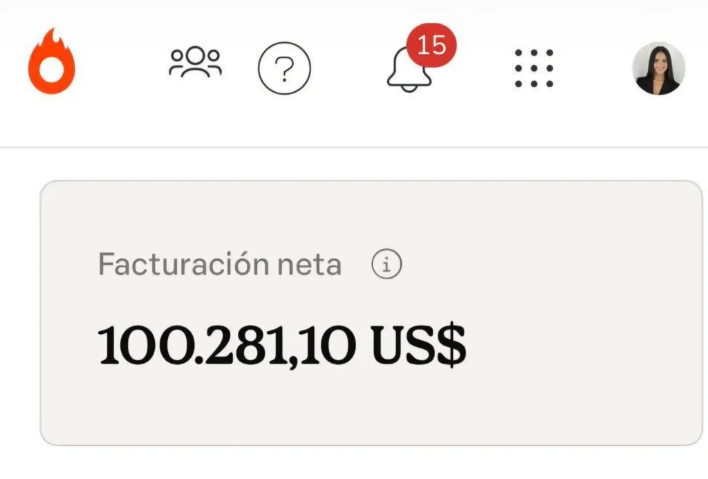 facturacion en hotmart de maria cabrera alumna del curso codigo million pro