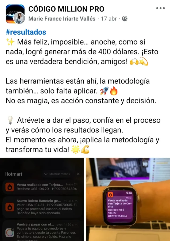 testimonio de marie iriarte alumna del curso codigo million pro