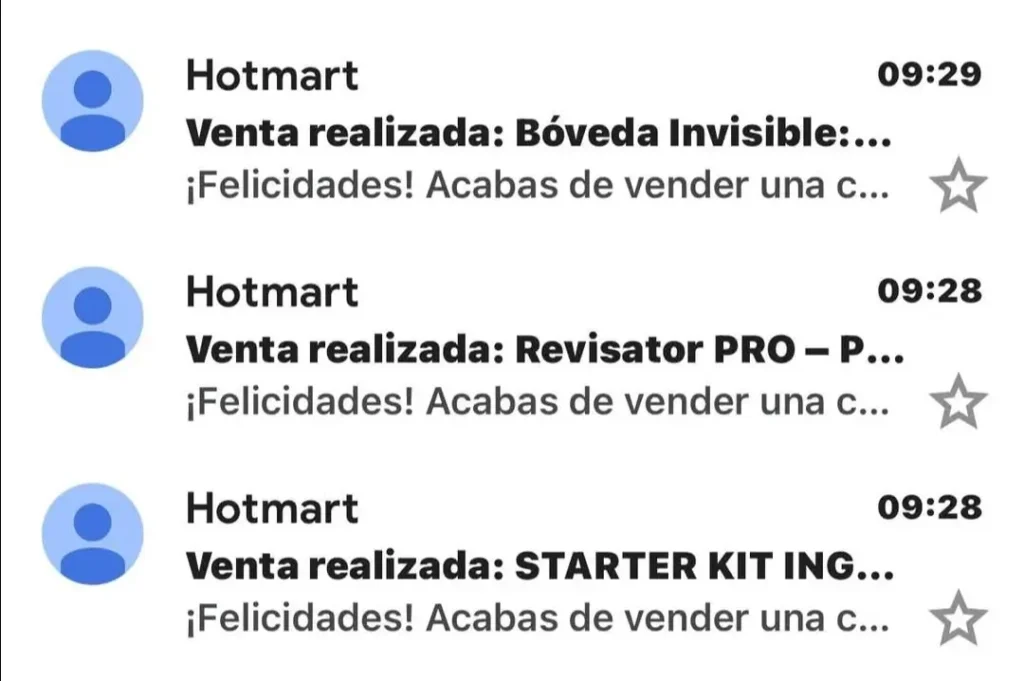 facturacion de hotmart que se en el correo de tachi duboscq alumna del curso codigo million pro